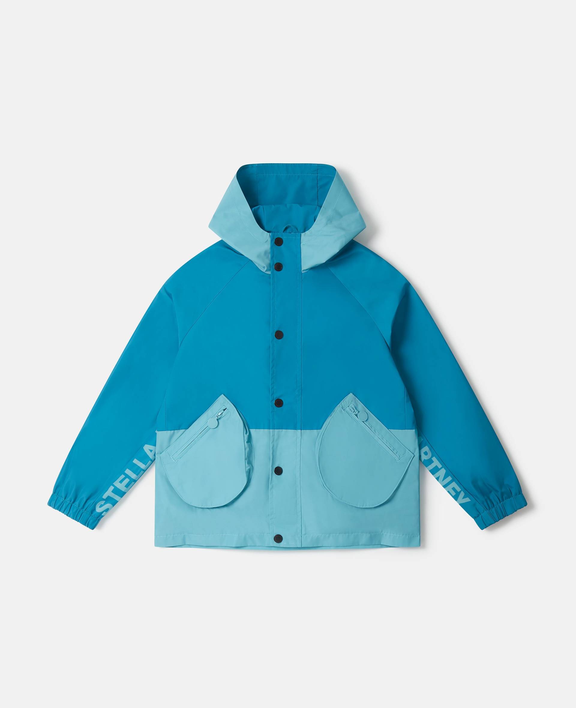 Stella McCartney - Parka mit Kapuze in Colourblock-Optik, Frau, Blau, Größe: 14 von Stella McCartney