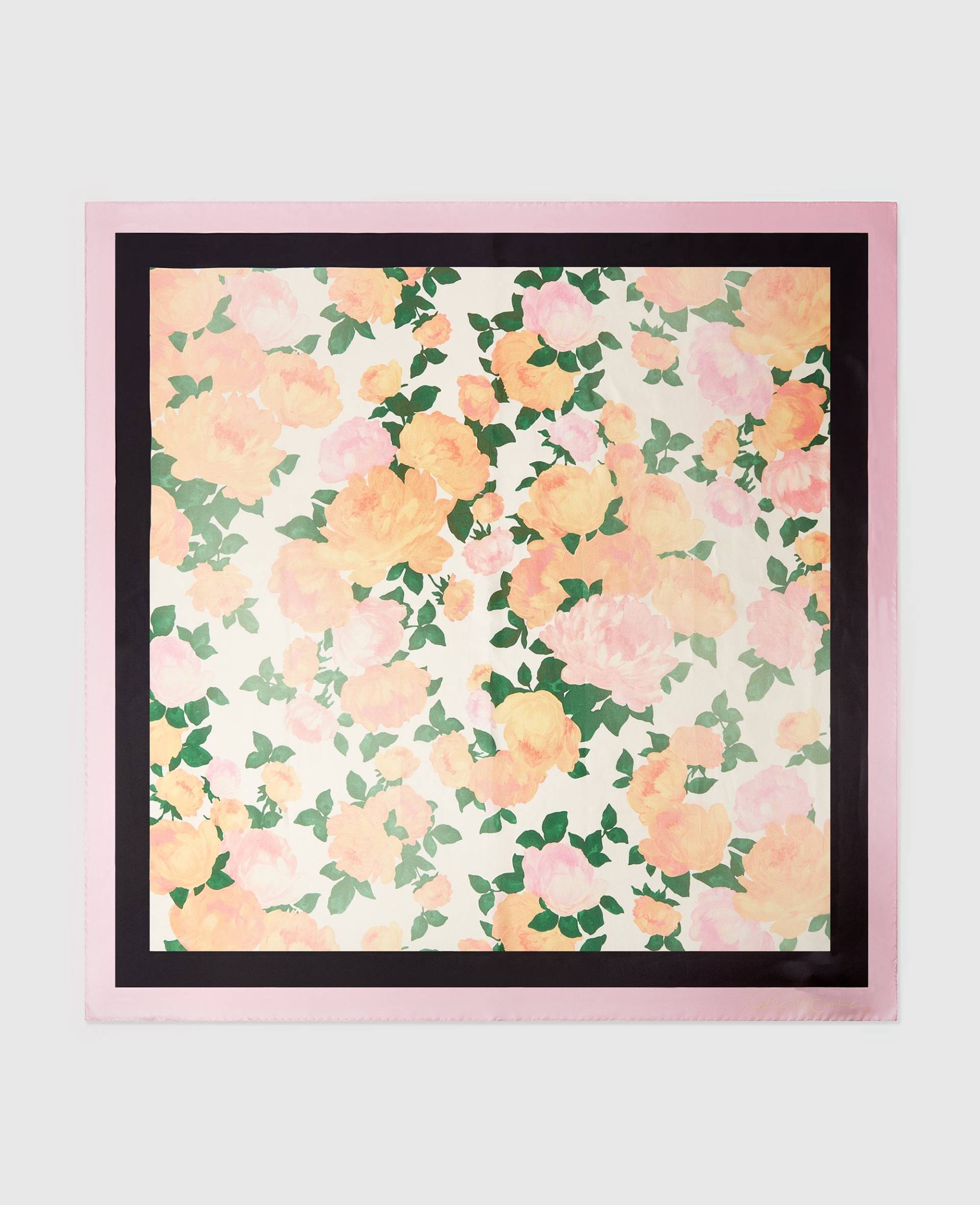 Stella McCartney - Quadratisches Halstuch mit Pfingstrosen-Print, Frau, Rosa von Stella McCartney