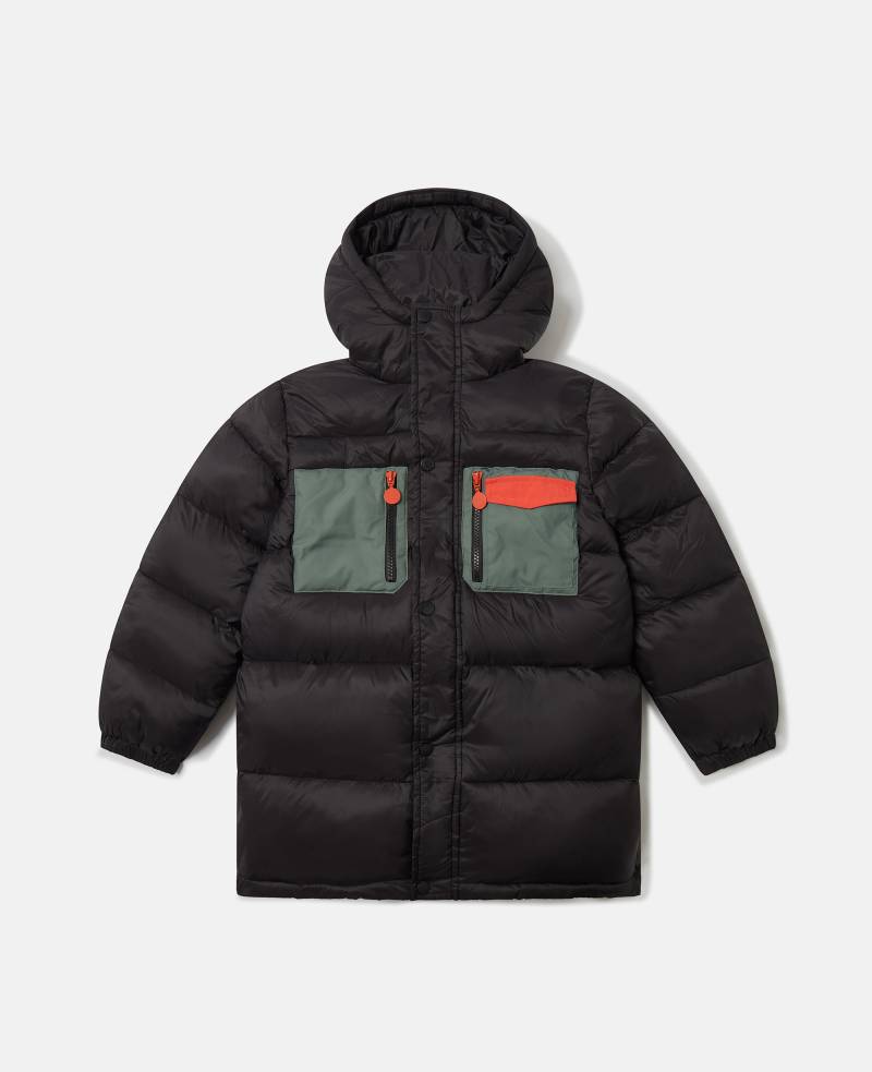 Stella McCartney - Puffermantel mit Kapuze und Logo-Grafik, Schwarz, Größe: 4 von Stella McCartney