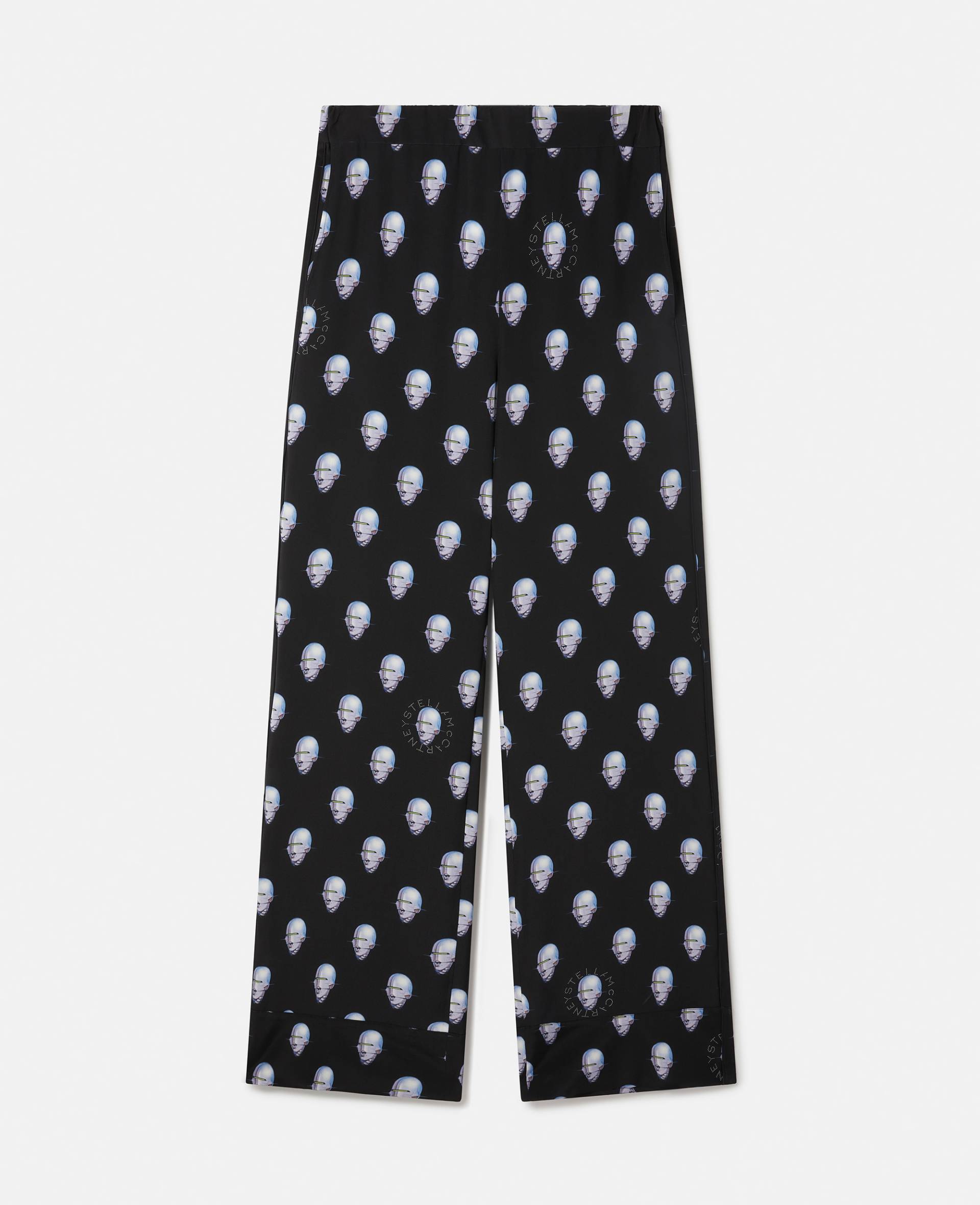 Stella McCartney - Pyjama-Hose aus Crêpe de Chine mit Sexy Robot-Print, Frau, Bunt, Größe: L von Stella McCartney