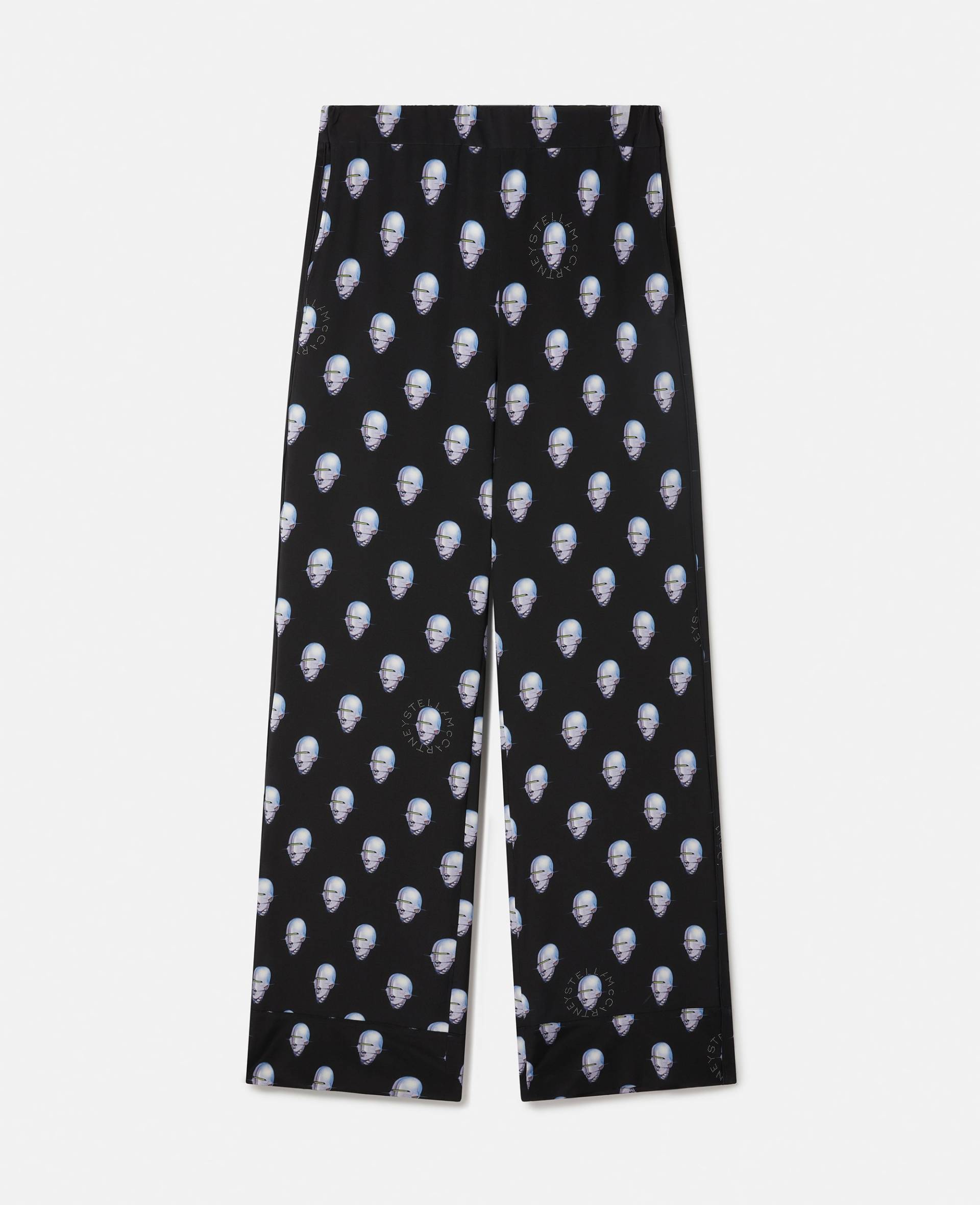 Stella McCartney - Pyjama-Hose aus Crêpe de Chine mit Sexy Robot-Print, Frau, Bunt, Größe: M von Stella McCartney