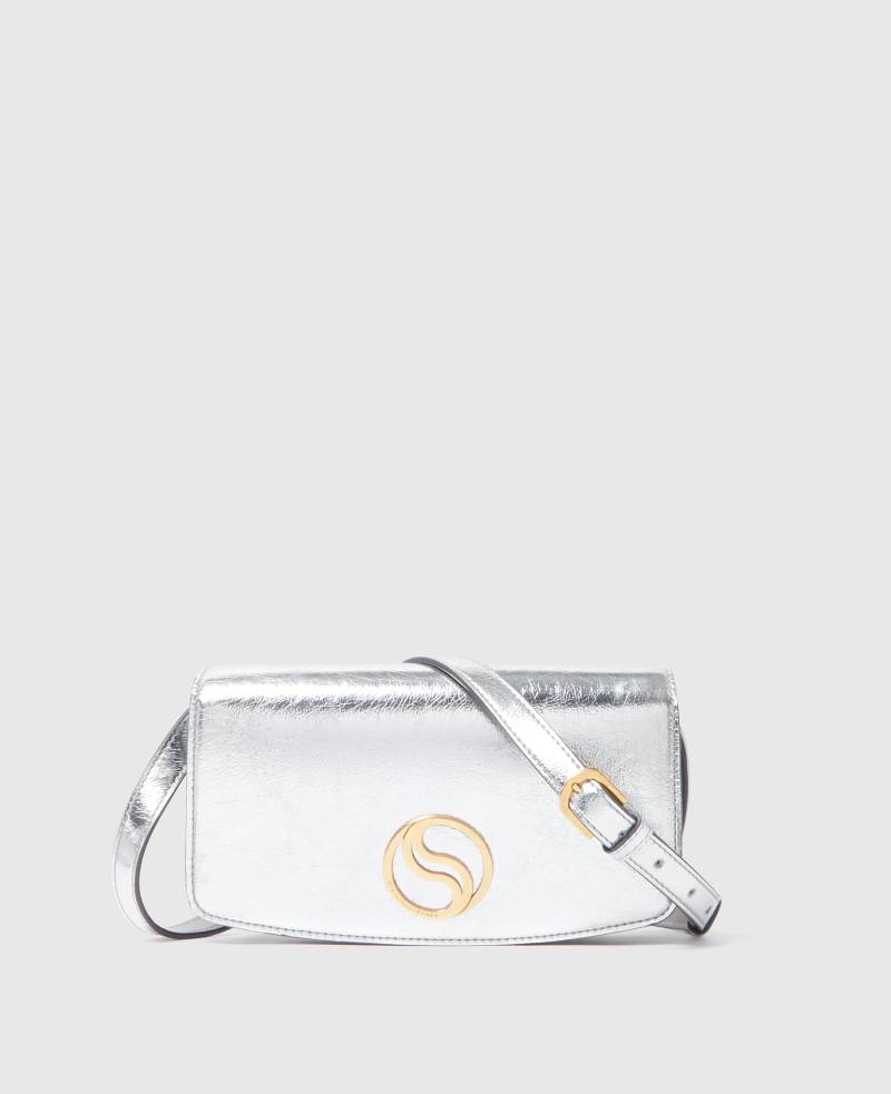 Stella McCartney - S-Wave Metallic-Brieftasche mit Tragekette, Frau, Silver von Stella McCartney