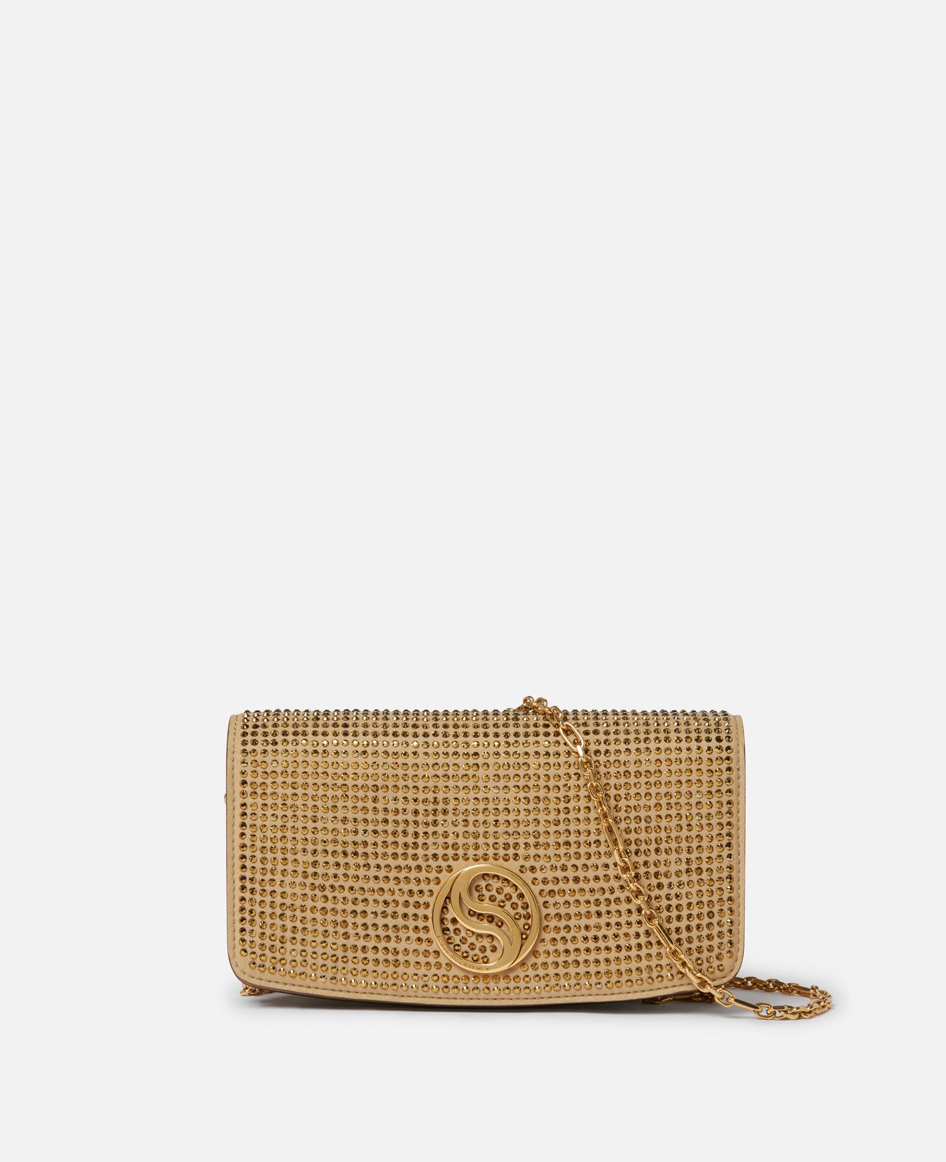 Stella McCartney - S-Wave Portemonnaie mit Pailletten am Riemen, Frau, Gold von Stella McCartney