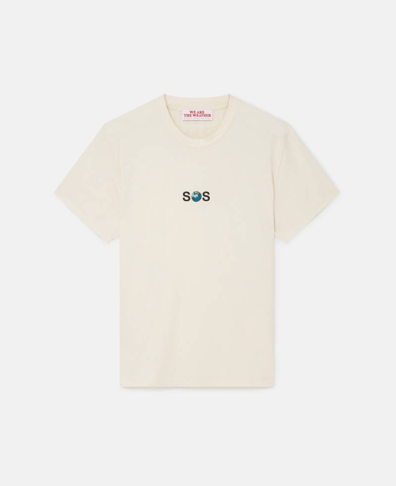 Stella McCartney - SOS Embroidered Short-Sleeve T-Shirt, Frau, Dünenbeige, Größe: XS von Stella McCartney