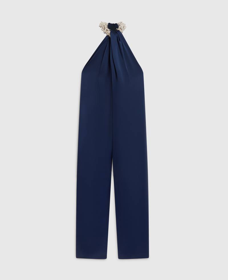 Stella McCartney - Satin Halterneck Jumpsuit, Frau, Navy, Größe: 40 von Stella McCartney