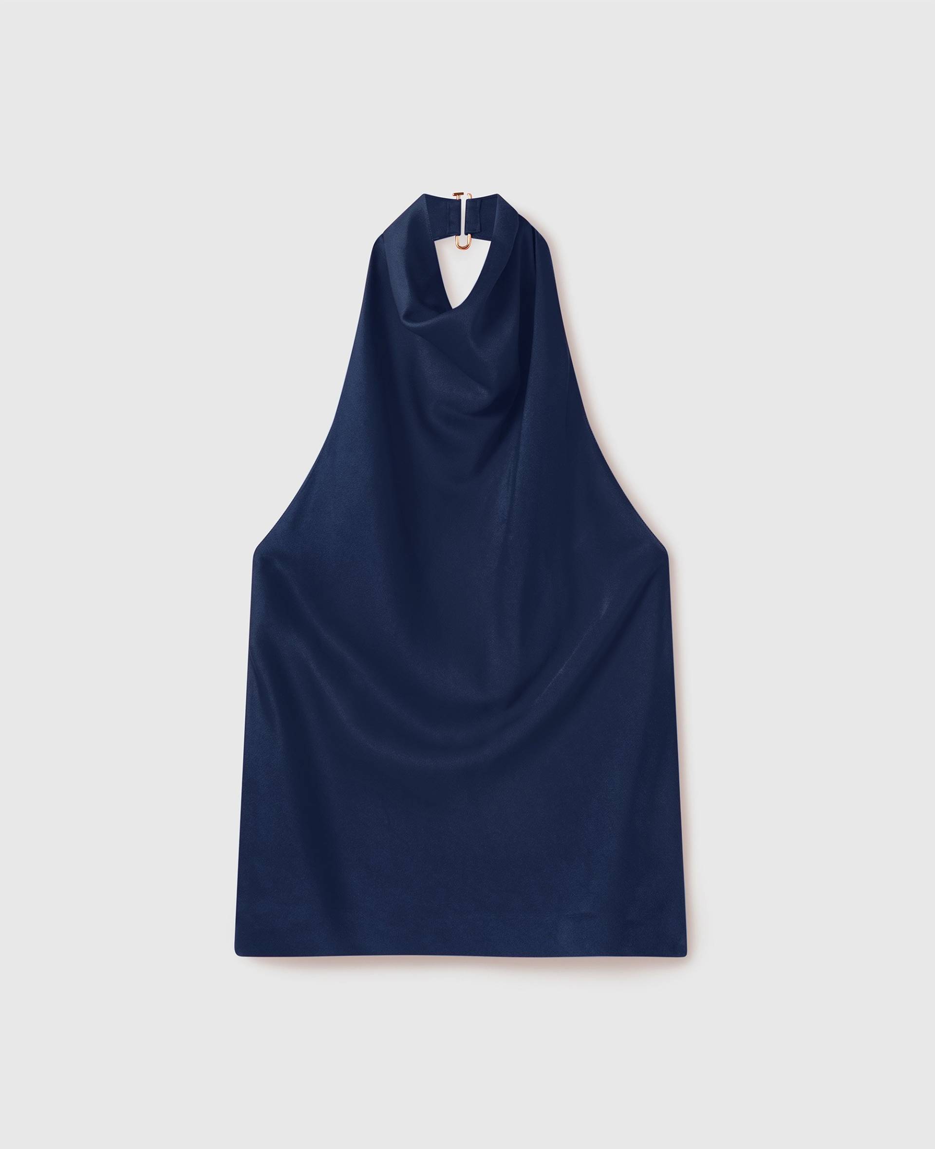 Stella McCartney - Satin halterneck Top, Frau, Navy, Größe: 44 von Stella McCartney