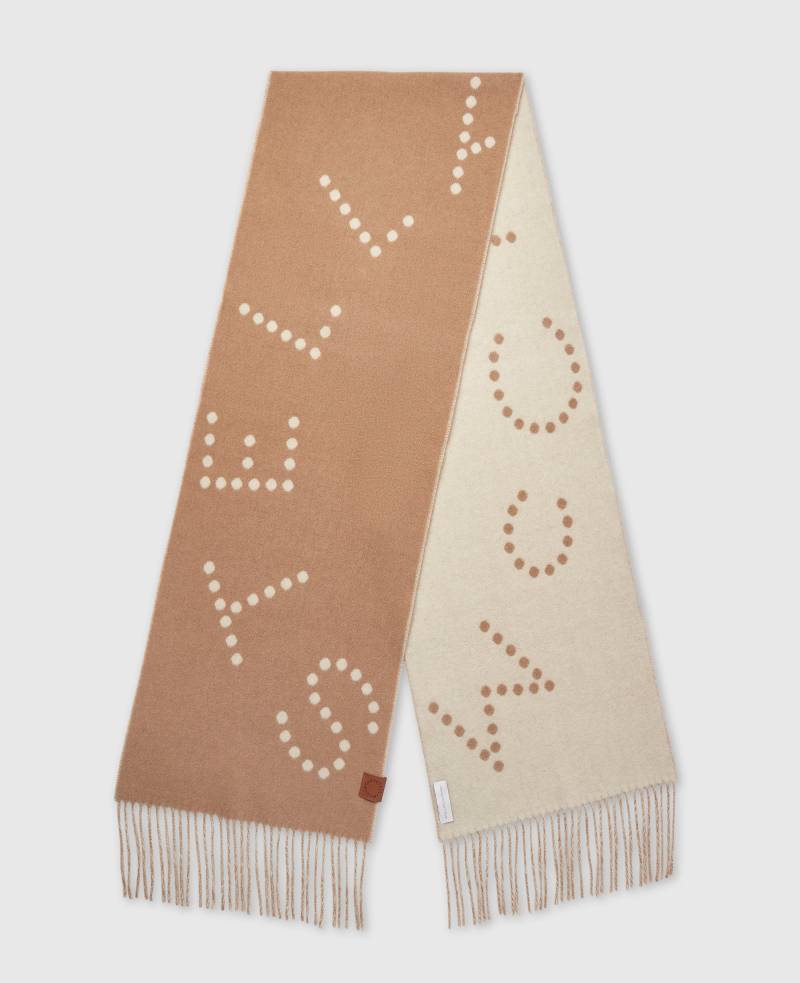 Stella McCartney - Schal mit Fransen und Logo, Frau, Camel/Naturfarben von Stella McCartney