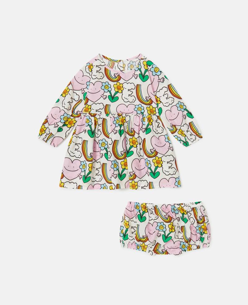Stella McCartney - Set aus Kleid und Höschen mit Earth Friends Print, Elfenbein/Mehrfarbig, Größe: 18m von Stella McCartney