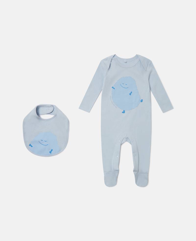 Stella McCartney - Set aus Lätzchen und Strampler mit Monster-Print, Himmelblau, Größe: 9m von Stella McCartney