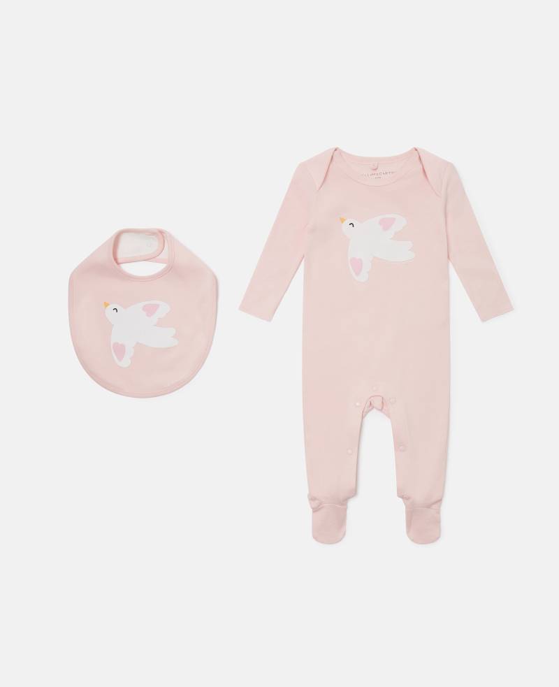 Stella McCartney - Set aus Lätzchen und Strampler mit Tauben-Print, Rosa, Größe: 24m von Stella McCartney