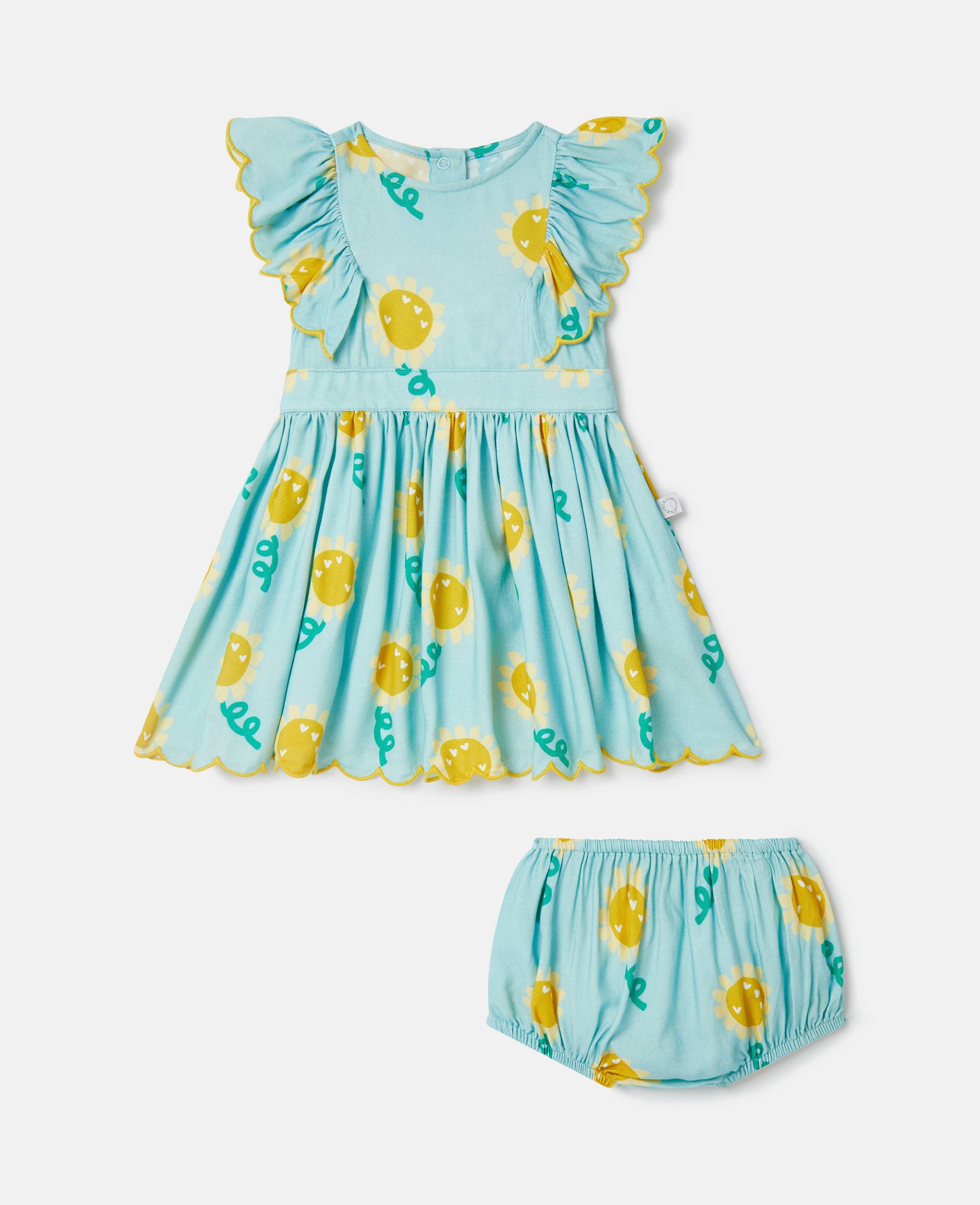 Stella McCartney - Set aus ärmellosem Kleid und Höschen mit Sonnenblumen-Print, Frau, Aquablau, Größe: 18m von Stella McCartney