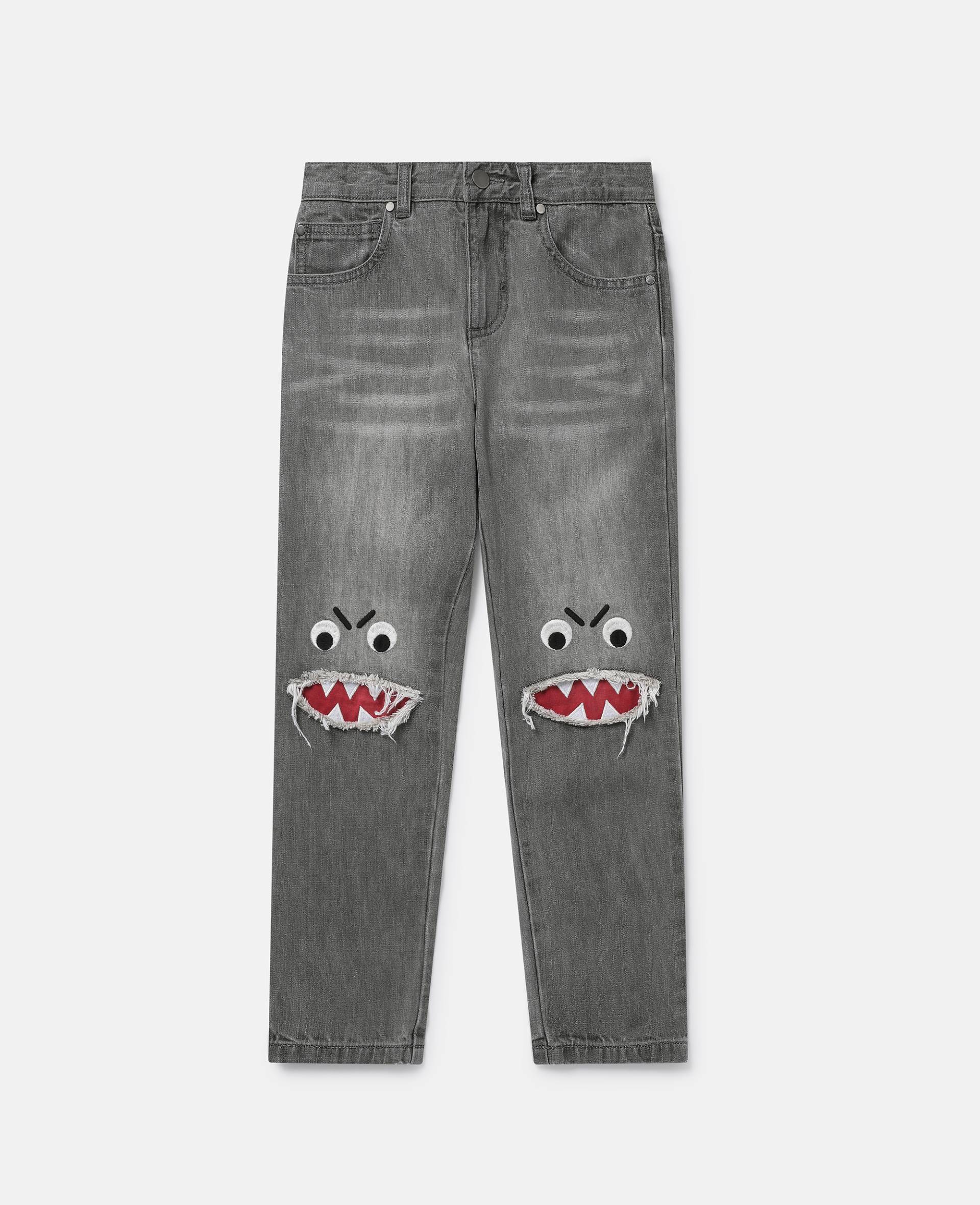 Stella McCartney - Shark Face Ripped Skinny Jeans, Frau, Grey, Größe: 12 von Stella McCartney