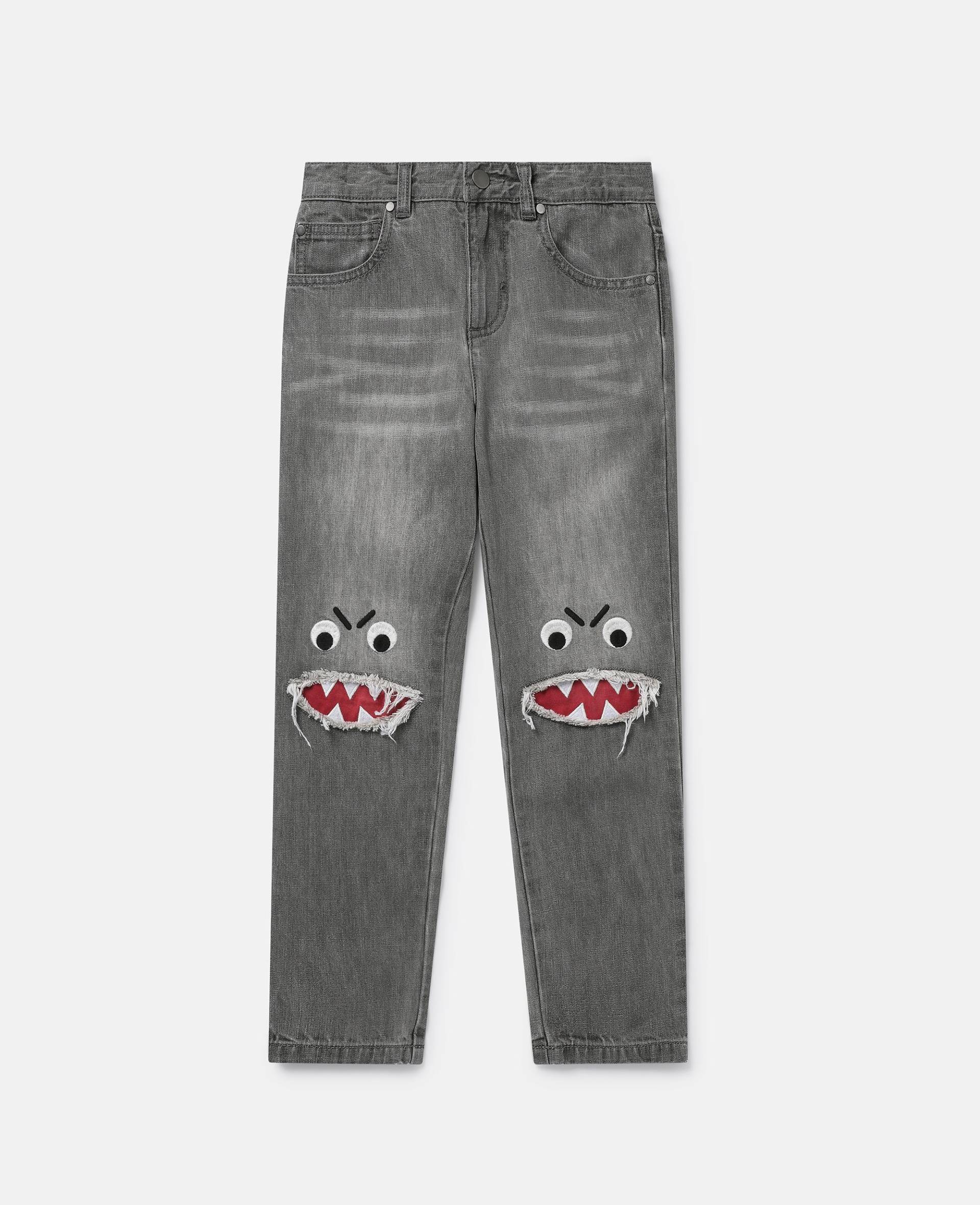 Stella McCartney - Shark Face Ripped Skinny Jeans, Frau, Grey, Größe: 3 von Stella McCartney