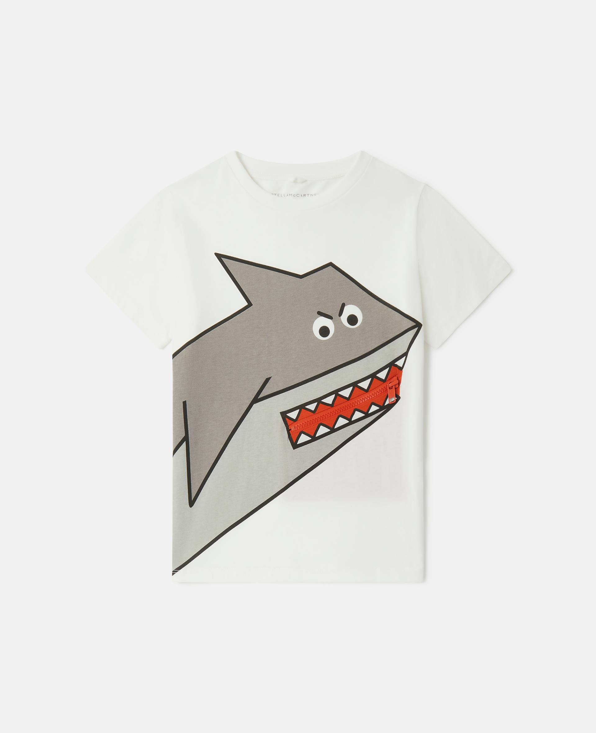 Stella McCartney - Shark Motif T-Shirt, Frau, Ivory, Größe: 10 von Stella McCartney