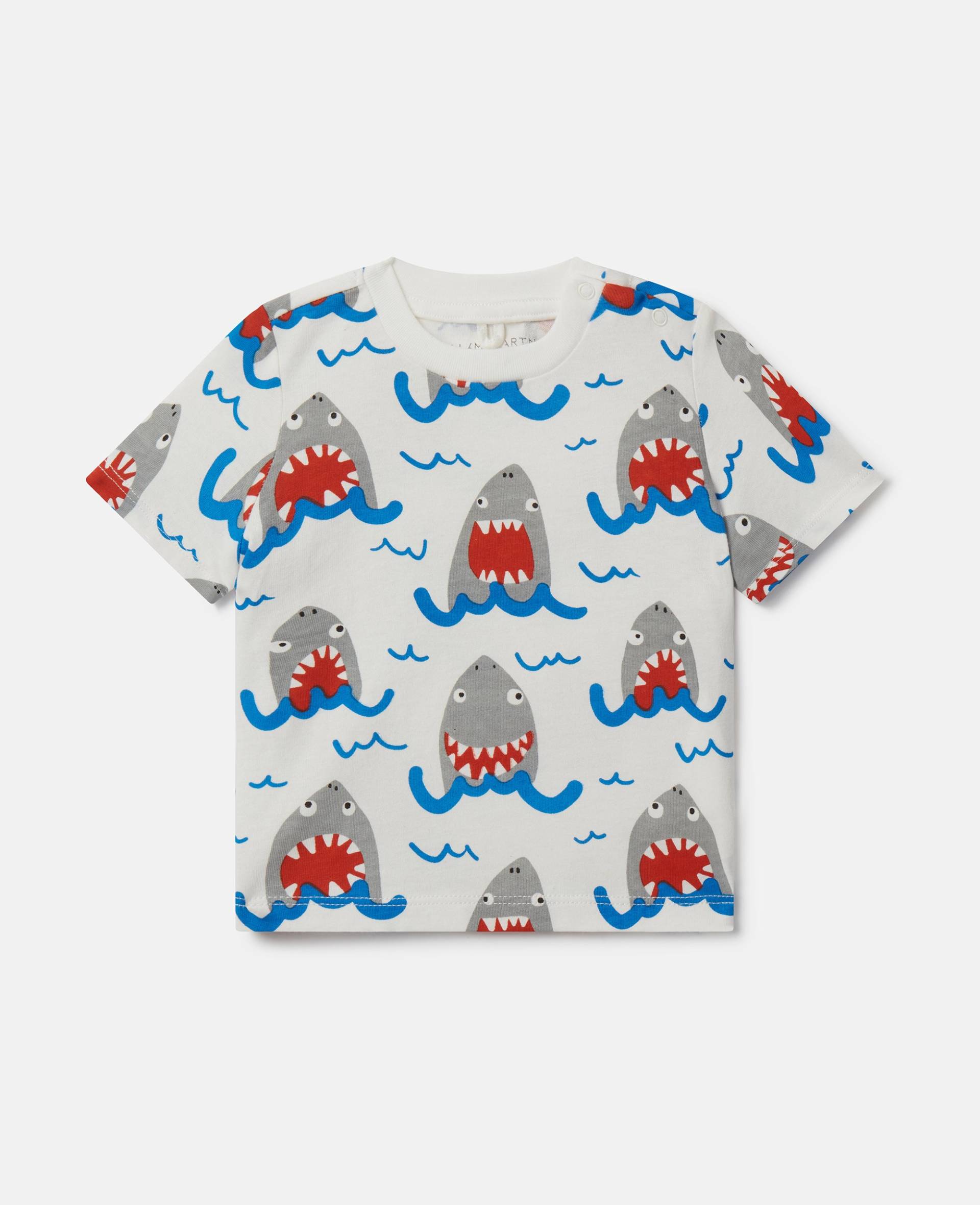 Stella McCartney - Shark Print T-Shirt, Frau, Ivory, Größe: 24m von Stella McCartney
