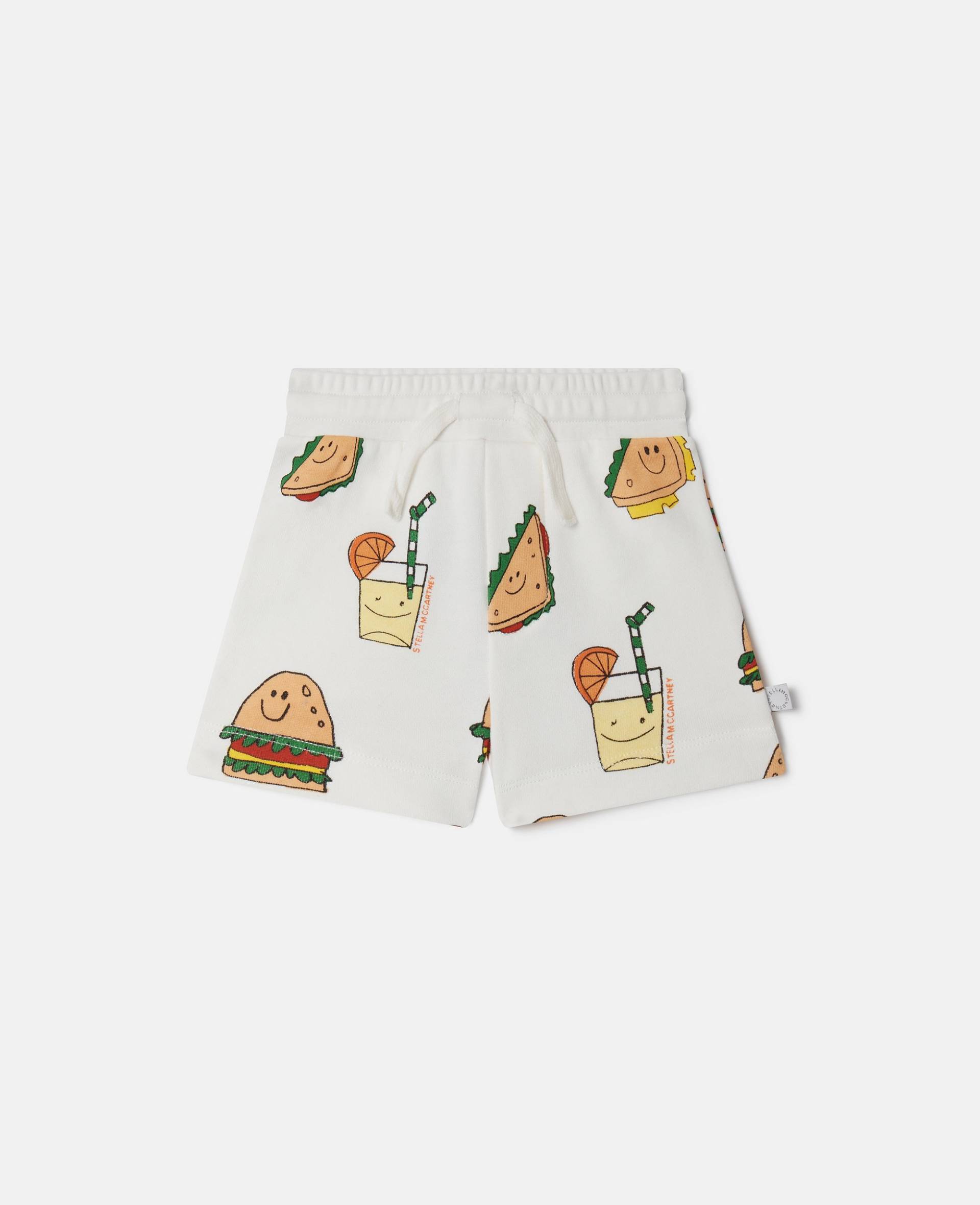 Stella McCartney - Shorts mit Silly Sandwich Print und Tunnelzug, Frau, Weiß Bunt, Größe: 24m von Stella McCartney