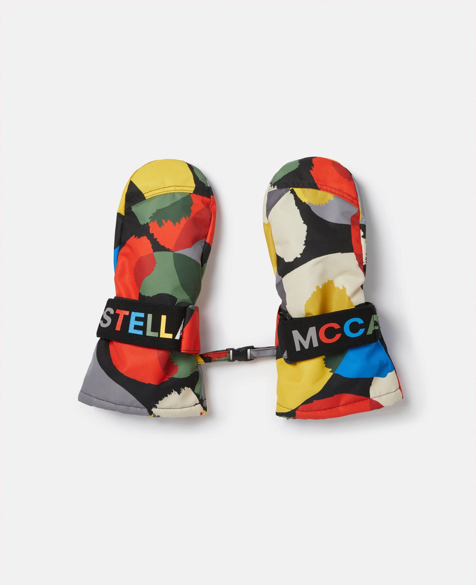 Stella McCartney - Ski-Fäustlinge mit Logo-Tape und Flecken-Print, Frau, Bunt, Größe: L von Stella McCartney