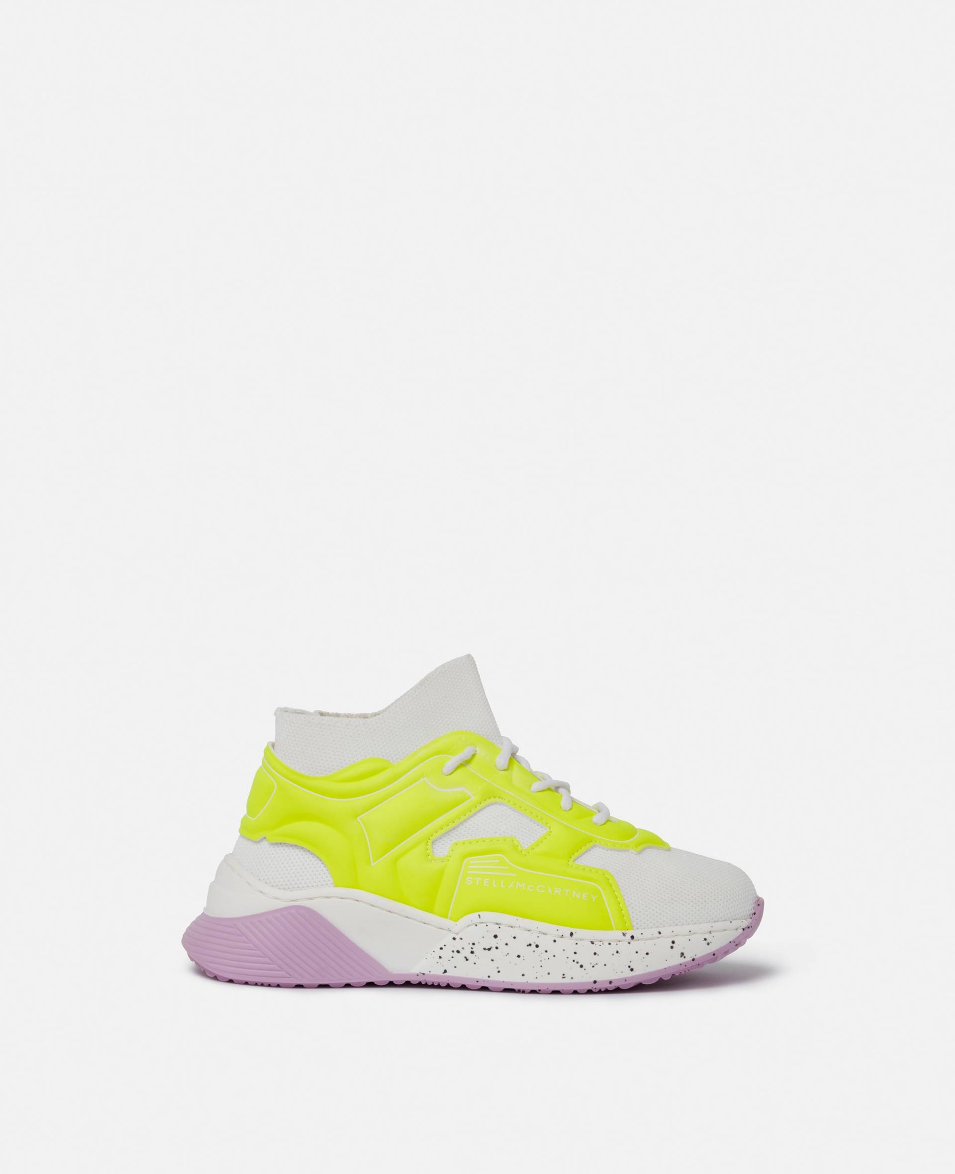 Stella McCartney - Sneakers zum Schnüren mit Neon-Einfassung und Socke, Frau, Weiß Bunt, Größe: 28 von Stella McCartney