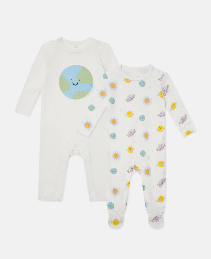Stella McCartney - Strampler-Set mit Planeten-Print, Elfenbein, Größe: 6m von Stella McCartney