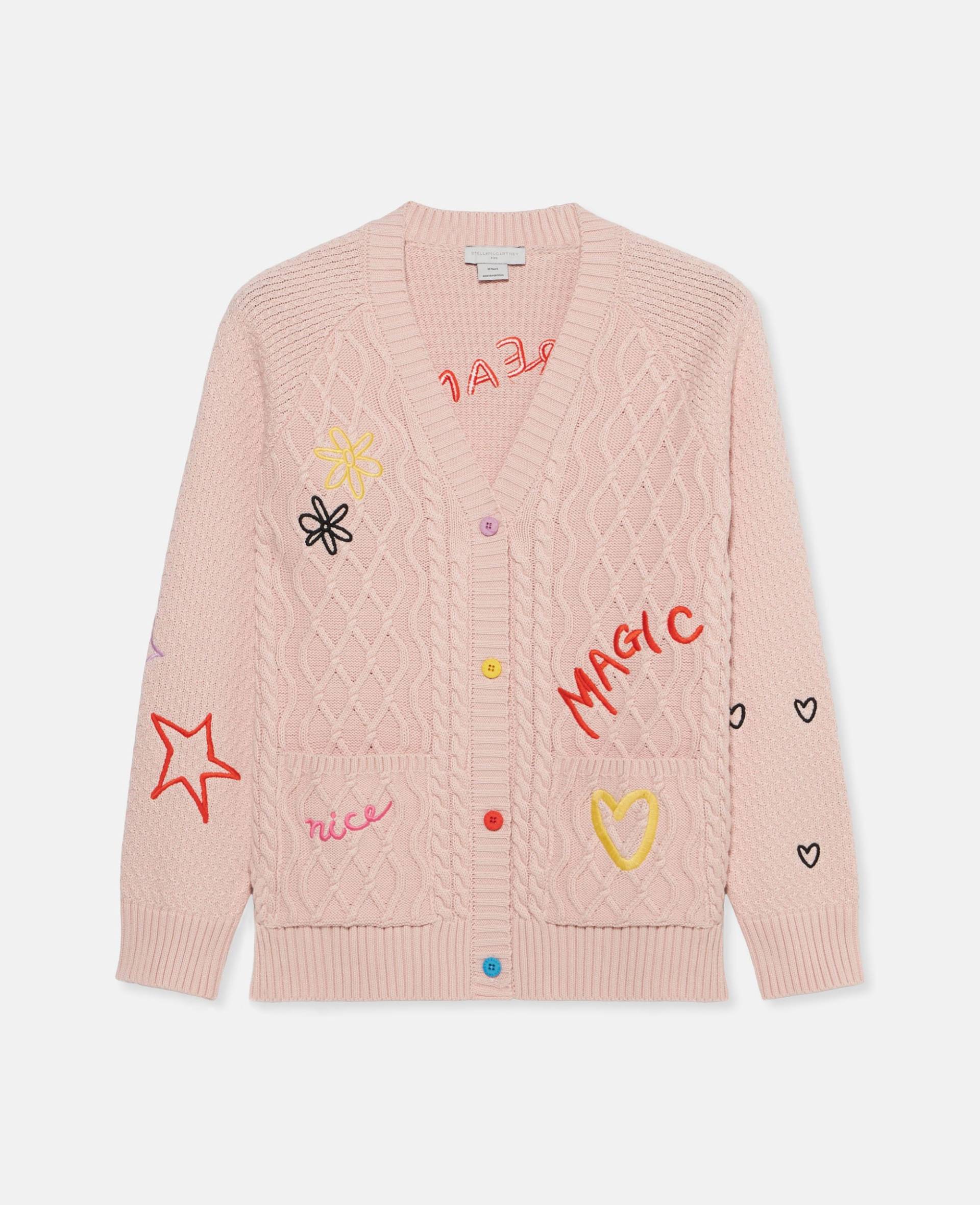 Stella McCartney - Strickjacke Doodle Stickerei, Frau, Rosa, Größe: 2 von Stella McCartney