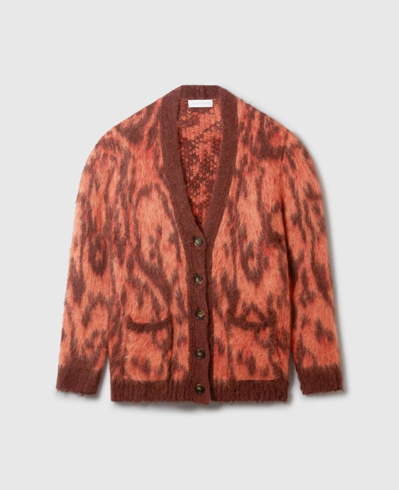 Stella McCartney - Strickjacke mit V-Ausschnitt und Wolken-Leoparden-Print, Frau, Mehrfarbig, Größe: L von Stella McCartney