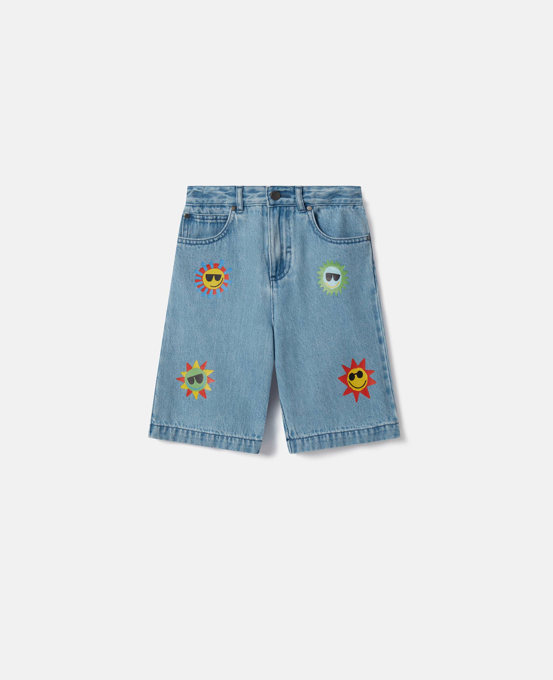 Stella McCartney - Sunshine Print Denim Shorts, Frau, Blue, Größe: 6 von Stella McCartney