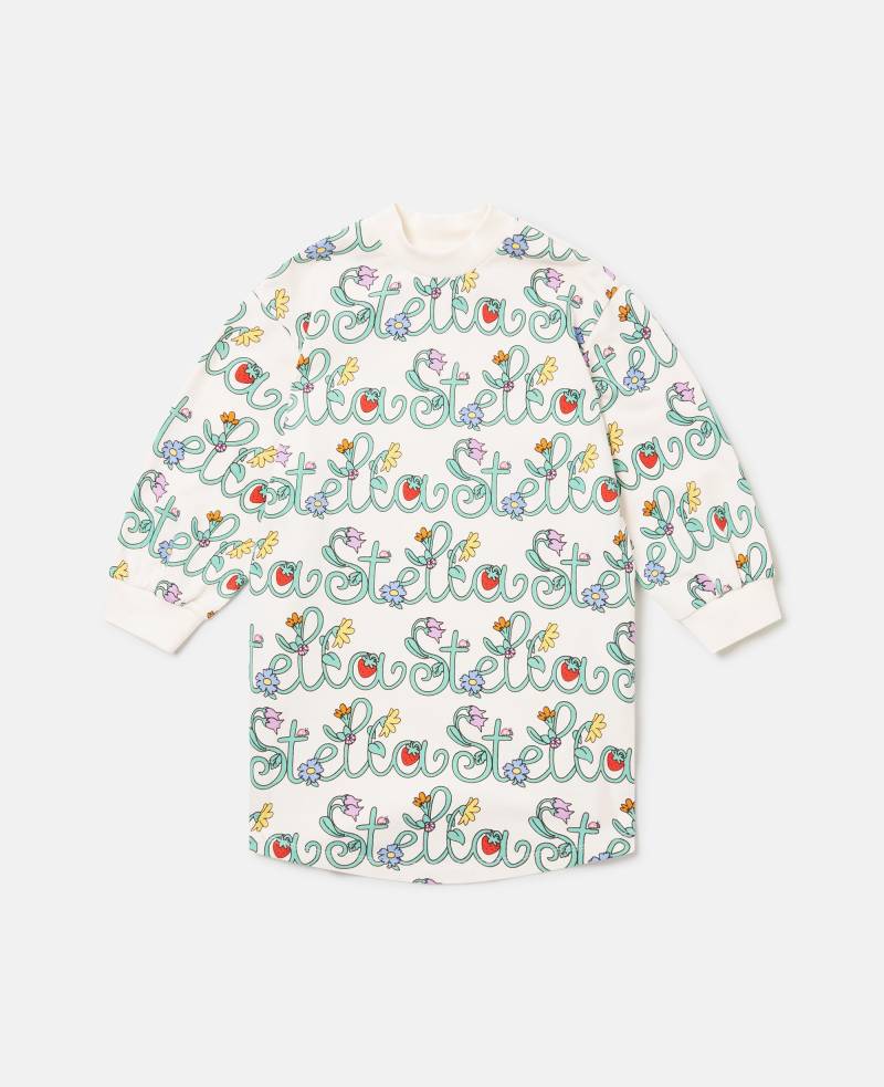 Stella McCartney - Sweatshirt-Kleid mit Stella Ranken-Print, Frau, Elfenbein/Mehrfarbig, Größe: 8 von Stella McCartney