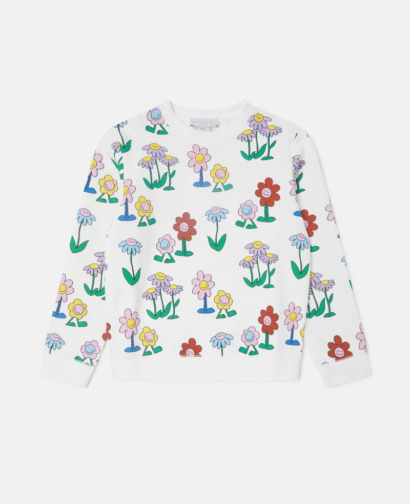 Stella McCartney - Sweatshirt mit Blumen-Print und Rundhalsausschnitt, Elfenbein/Mehrfarbig, Größe: 5 von Stella McCartney