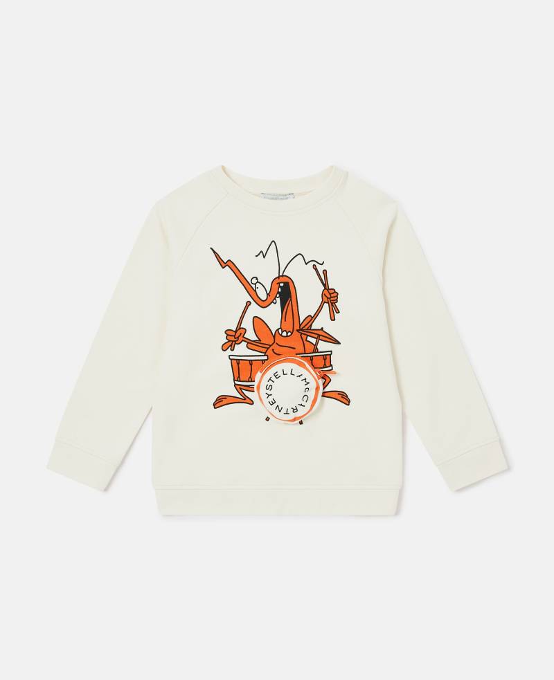 Stella McCartney - Sweatshirt mit Insekten-Band-Grafik, Frau, Cremefarben, Größe: 6 von Stella McCartney