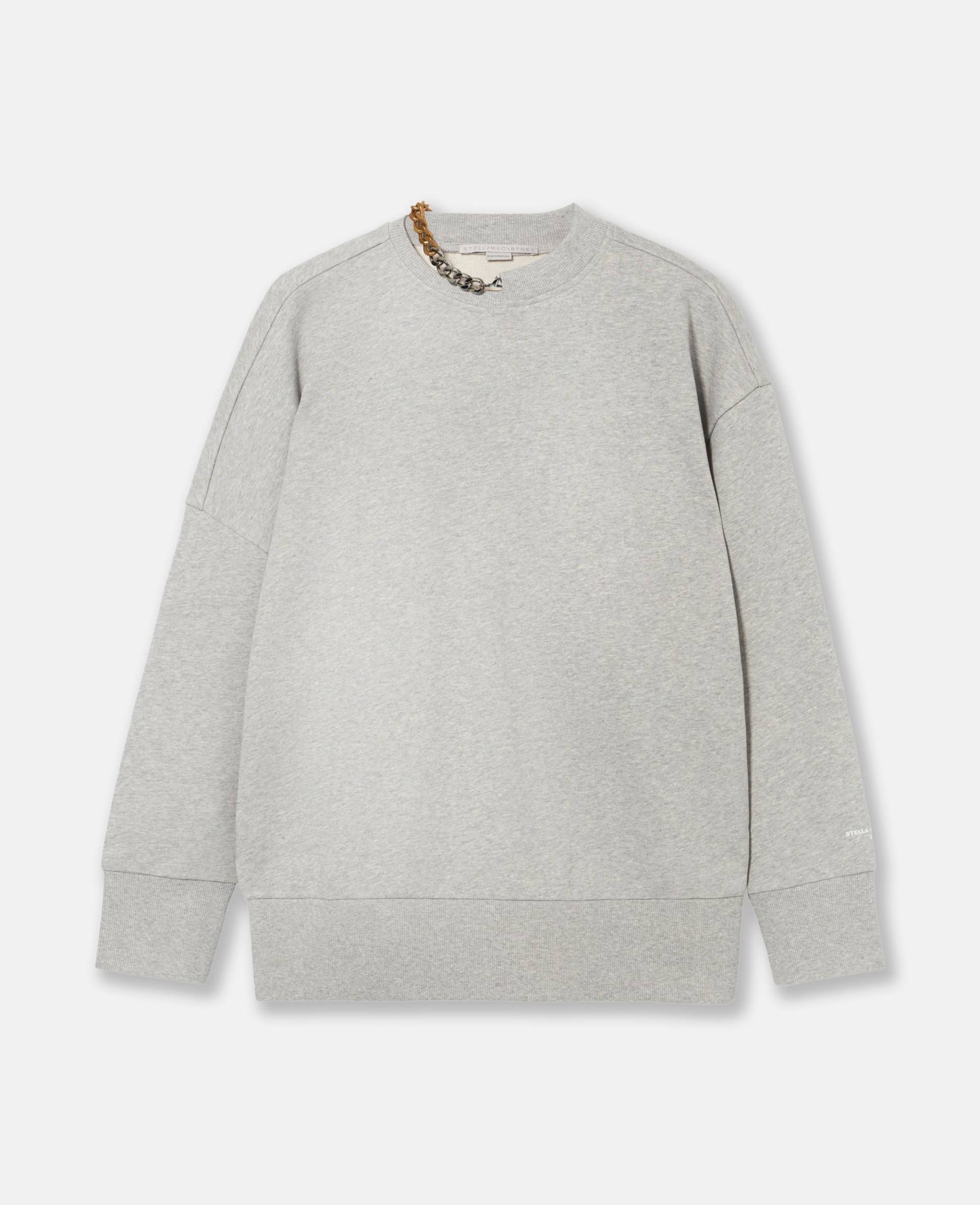 Stella McCartney - Sweatshirt mit Kettenverzierung, Frau, Hellgrau meliert, Größe: XL von Stella McCartney
