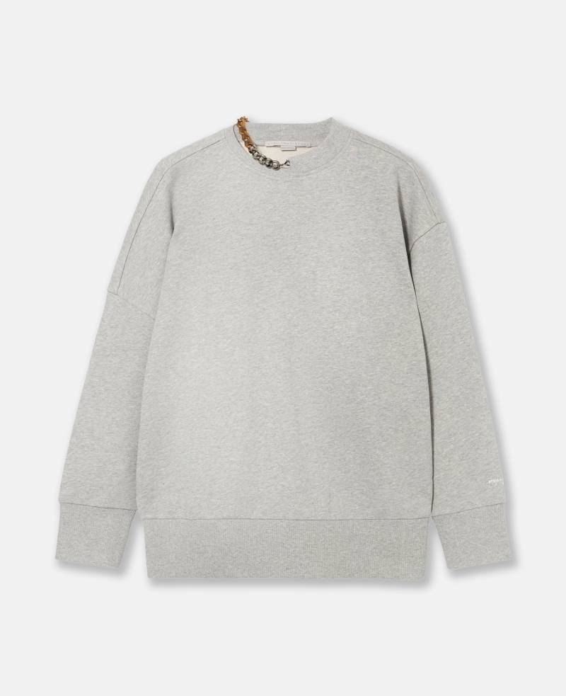 Stella McCartney - Sweatshirt mit Kettenverzierung, Frau, Hellgrau meliert, Größe: XL von Stella McCartney
