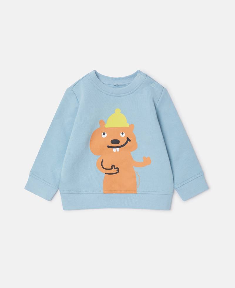 Stella McCartney - Sweatshirt mit Rundhalsausschnitt und Eichhörnchen-Grafik, Azurblau, Größe: 24m von Stella McCartney