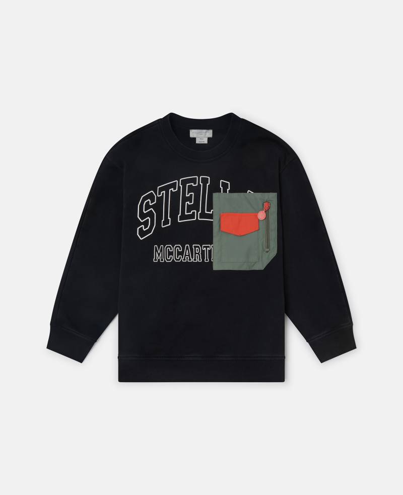 Stella McCartney - Sweatshirt mit Rundhalsausschnitt und Logo-Grafik, Verwaschenes Schwarz, Größe: 12 von Stella McCartney