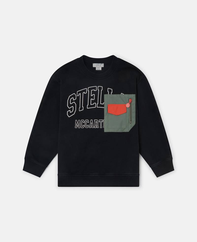 Stella McCartney - Sweatshirt mit Rundhalsausschnitt und Logo-Grafik, Verwaschenes Schwarz, Größe: 3 von Stella McCartney