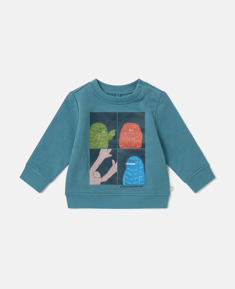 Stella McCartney - Sweatshirt mit Rundhalsausschnitt und Monster-Grafik, Azurblau, Größe: 12m von Stella McCartney