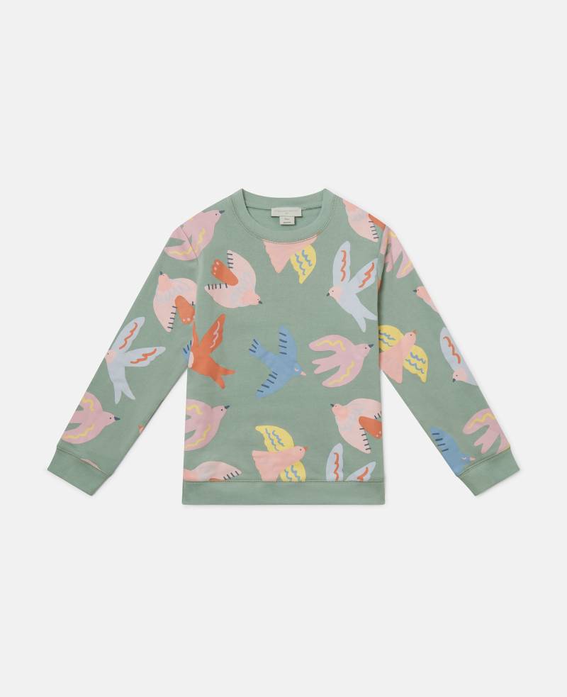Stella McCartney - Sweatshirt mit Rundhalsausschnitt und Tauben-Print, Grau/Mehrfarbig, Größe: 8 von Stella McCartney
