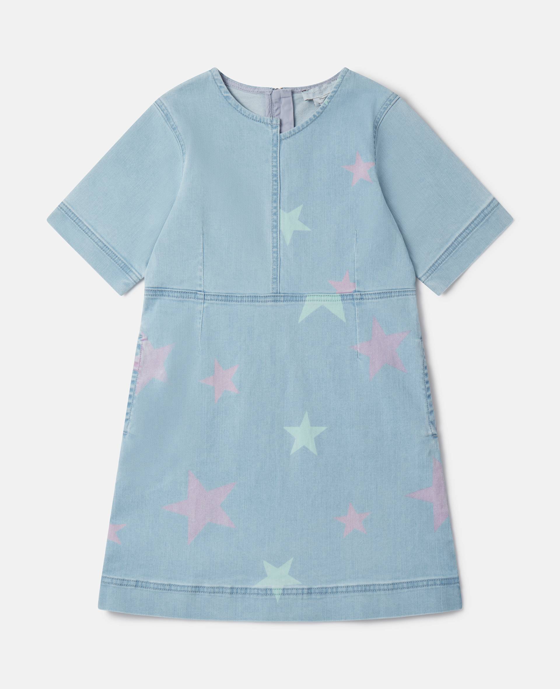 Stella McCartney - T-Shirt-Jeanskleid mit Stella Stern-Print, Frau, Blau, Größe: 10 von Stella McCartney