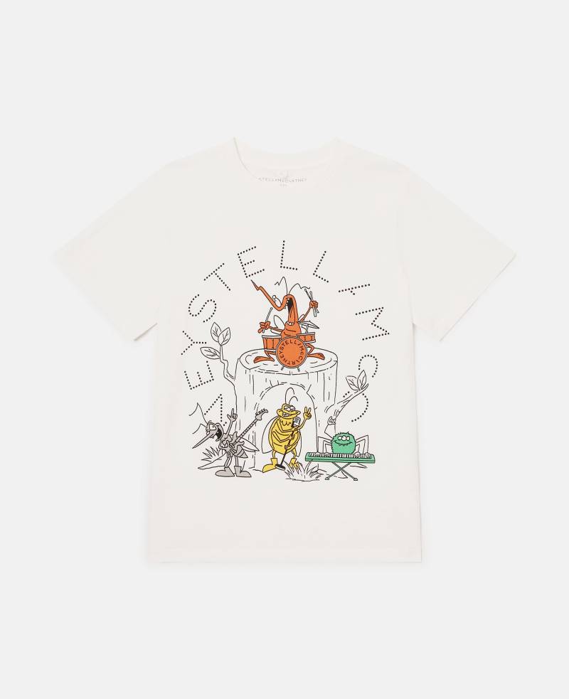Stella McCartney - T-Shirt mit Insekten-Band-Grafik, Frau, Elfenbein, Größe: 10 von Stella McCartney
