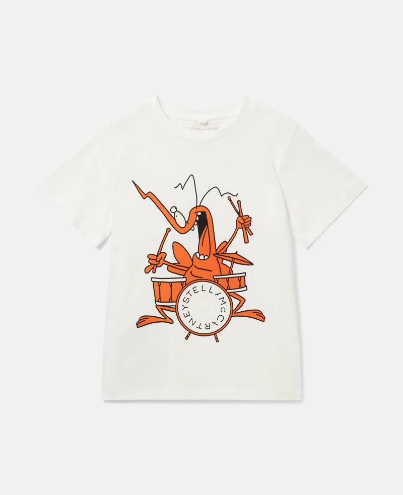 Stella McCartney - T-Shirt mit Insekten-Band-Grafik, Frau, Elfenbein, Größe: 3 von Stella McCartney