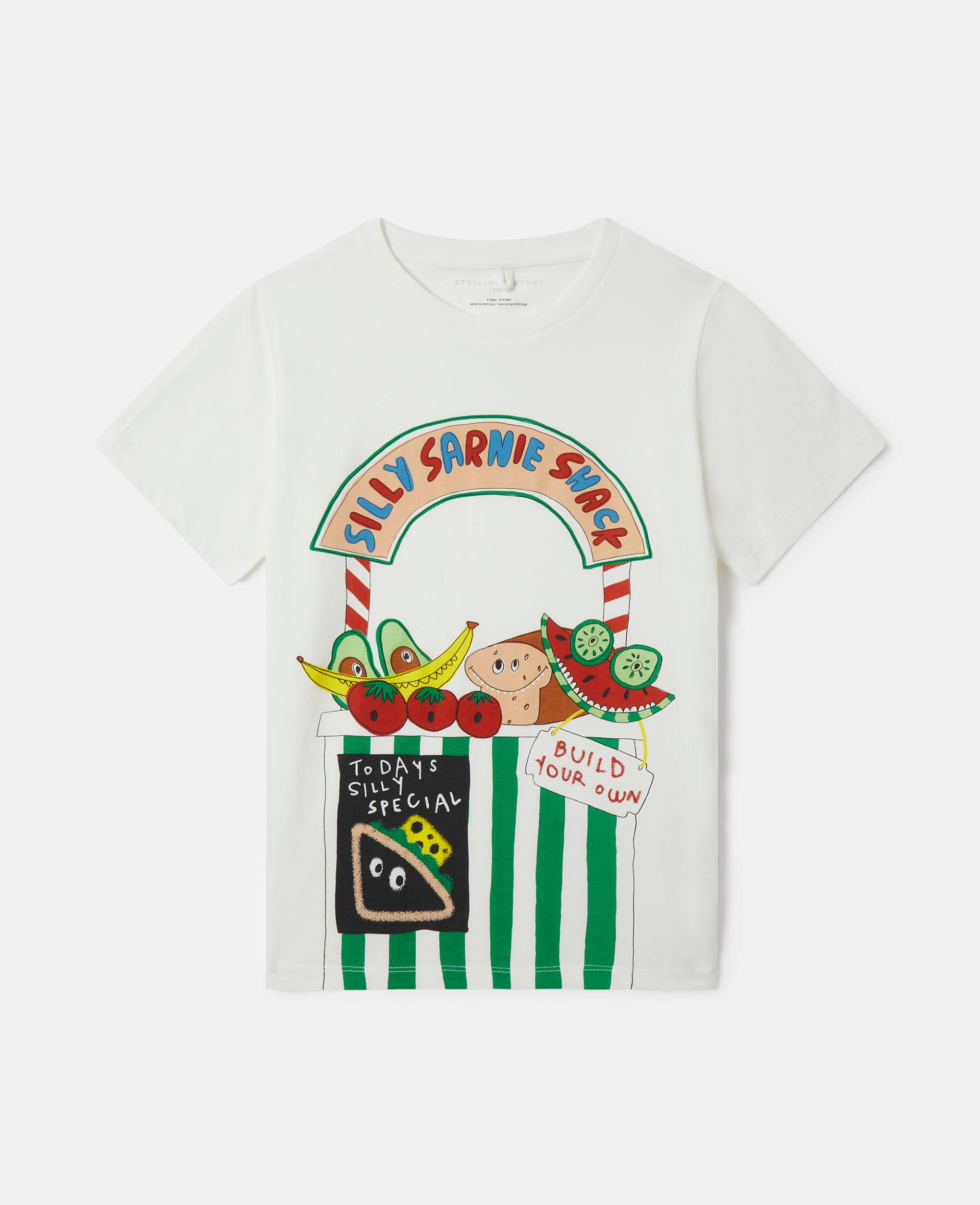 Stella McCartney - T-Shirt mit Sarnie Snack Stall Motiv, Frau, Elfenbein, Größe: 10 von Stella McCartney