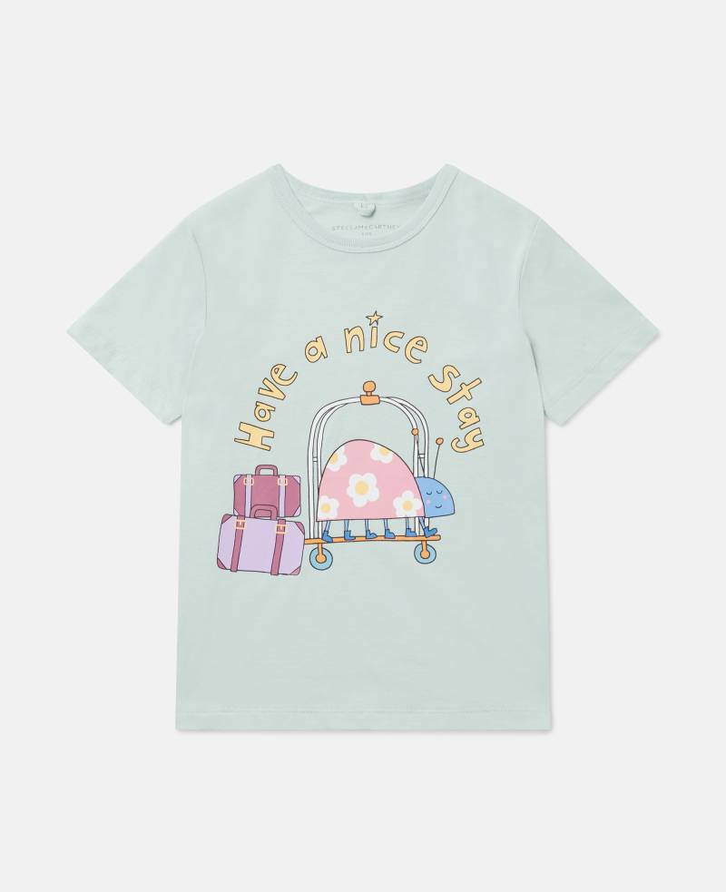Stella McCartney - T-Shirt mit Stella Hotel-Grafik, Frau, Grün, Größe: 10 von Stella McCartney