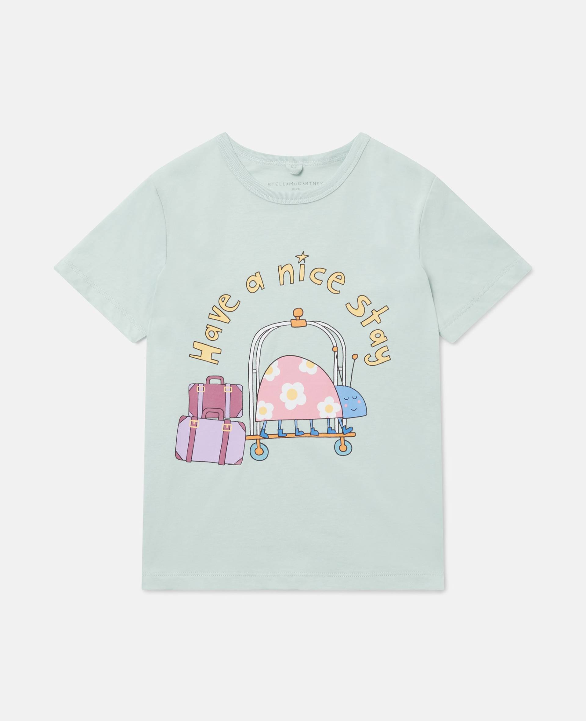 Stella McCartney - T-Shirt mit Stella Hotel-Grafik, Frau, Grün, Größe: 12 von Stella McCartney