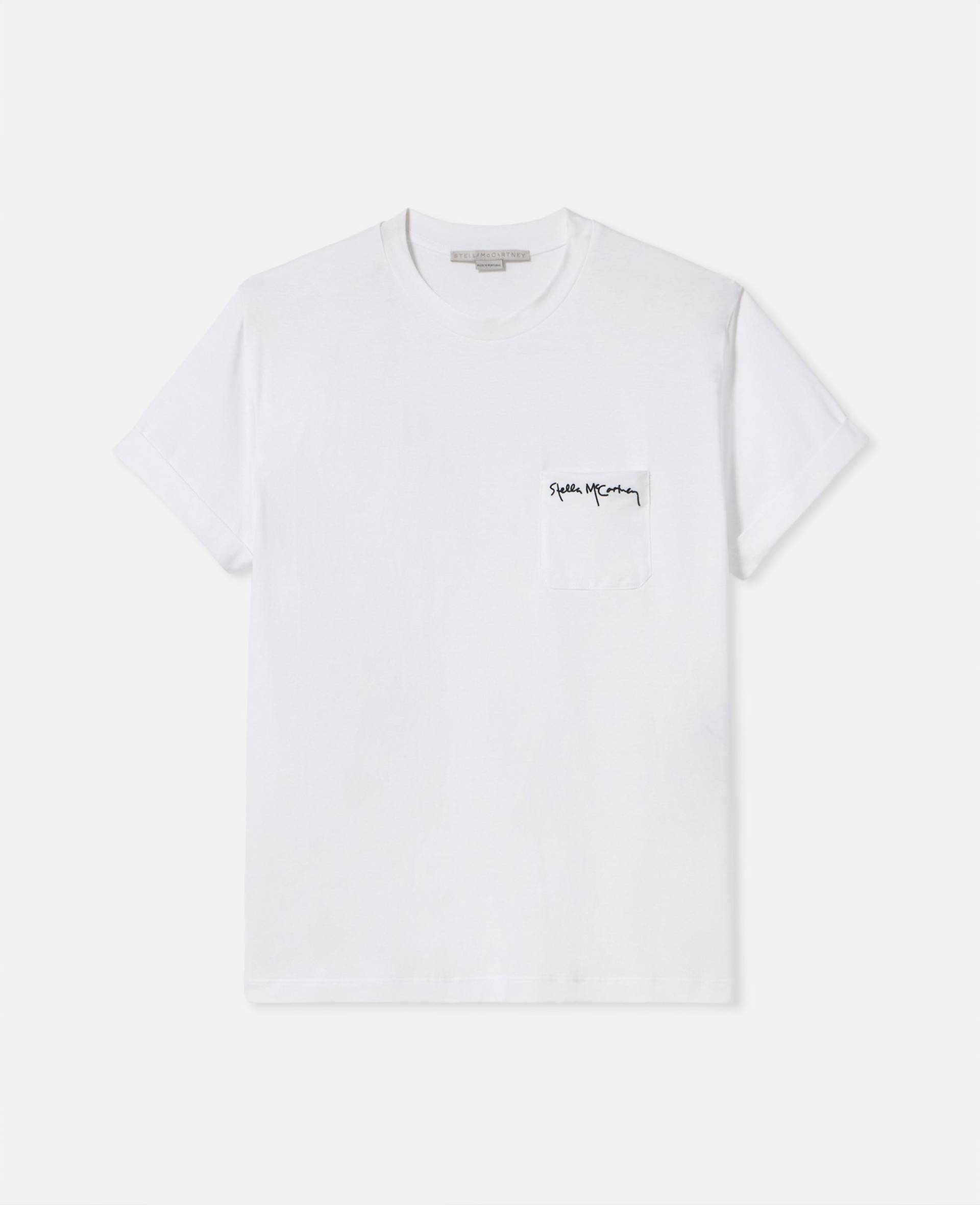 Stella McCartney - T Shirt mit Stella Logo und Herzstickerei, Frau, Weiß, Größe: M von Stella McCartney