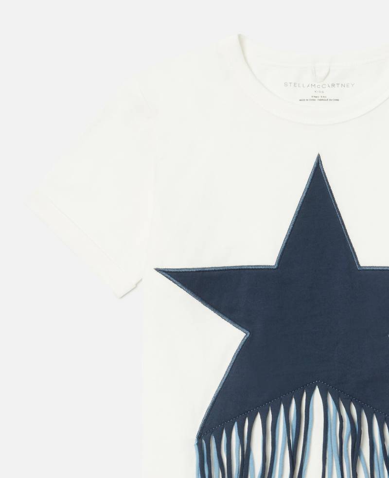 Stella McCartney - T-Shirt mit Stern und Fransen, Weiß, Größe: 12 von Stella McCartney