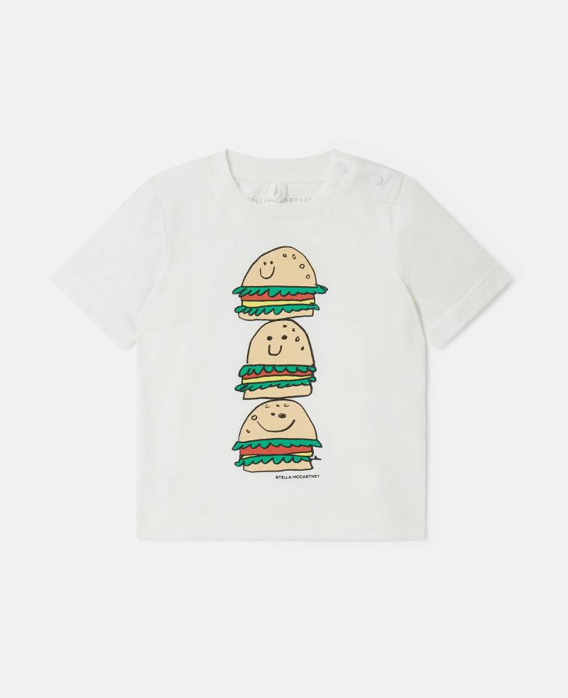 Stella McCartney - T-Shirt mit Veggie Burger Stack Motiv, Frau, Elfenbein, Größe: 3m von Stella McCartney