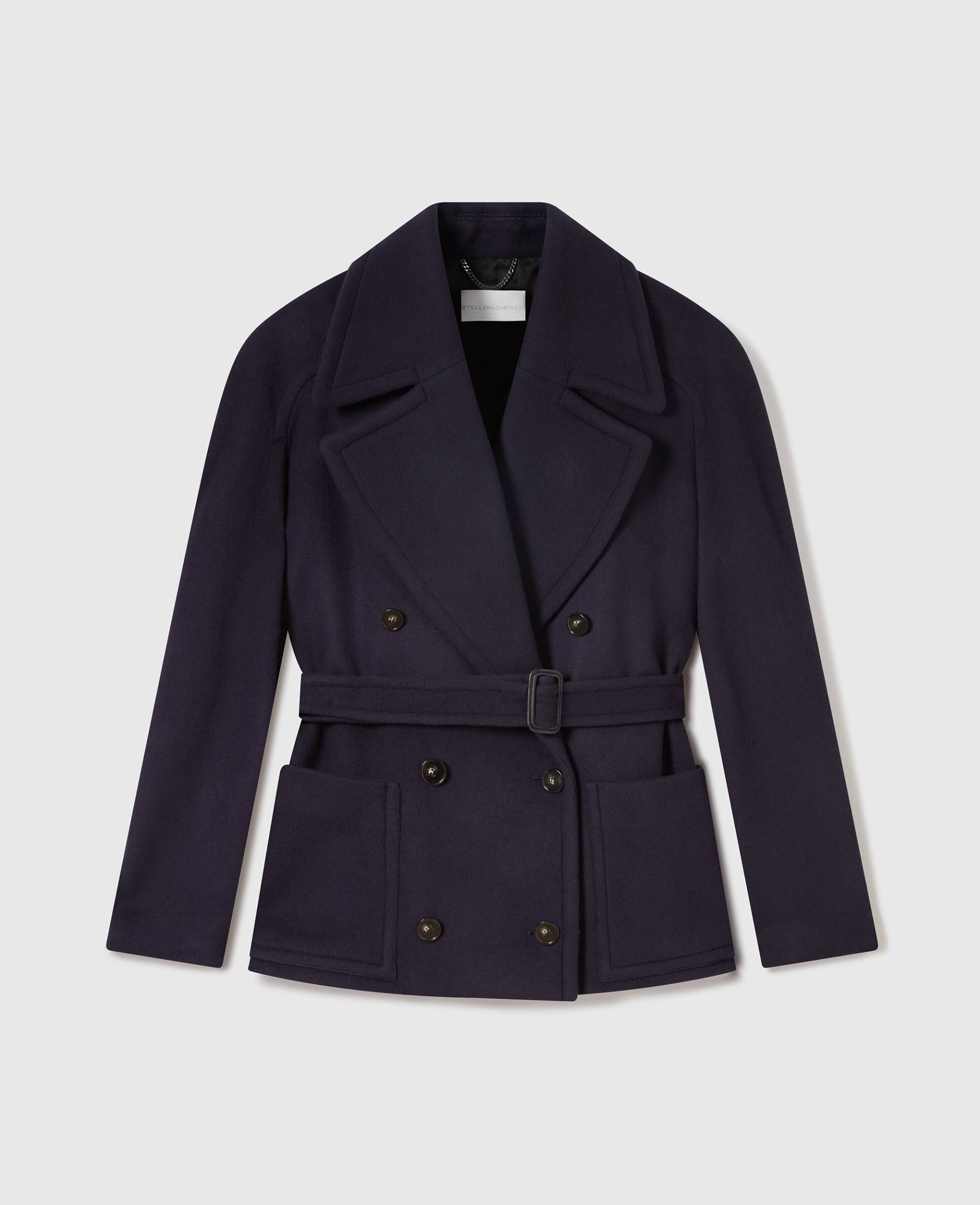 Stella McCartney - Tie-Belt Cropped Peacoat Jacket, Frau, Ink, Größe: 38 von Stella McCartney
