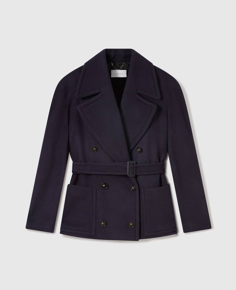 Stella McCartney - Tie-Belt Cropped Peacoat Jacket, Frau, Ink, Größe: 42 von Stella McCartney