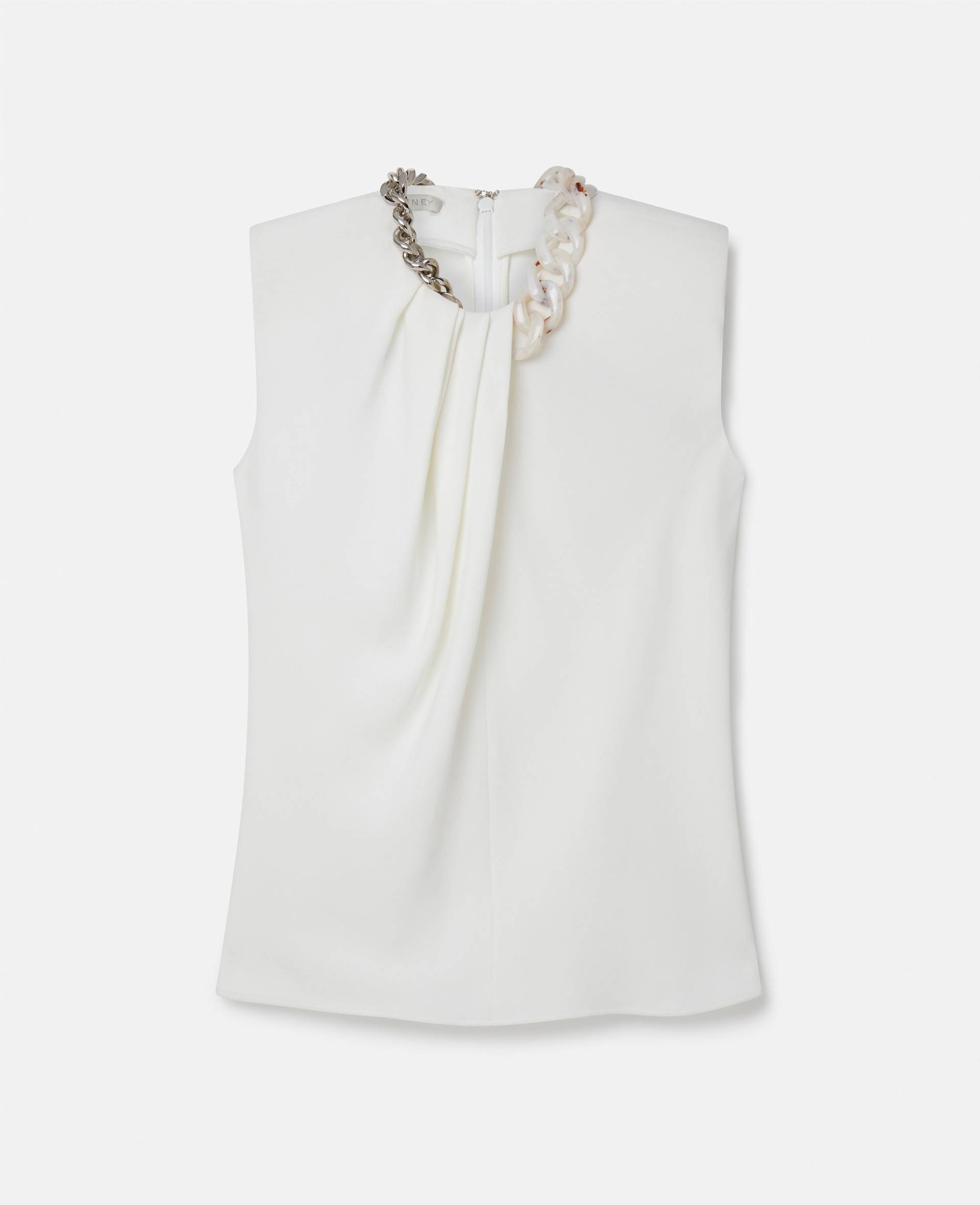 Stella McCartney - Top mit Falabella-Kette, Frau, Weiß, Größe: 46 von Stella McCartney