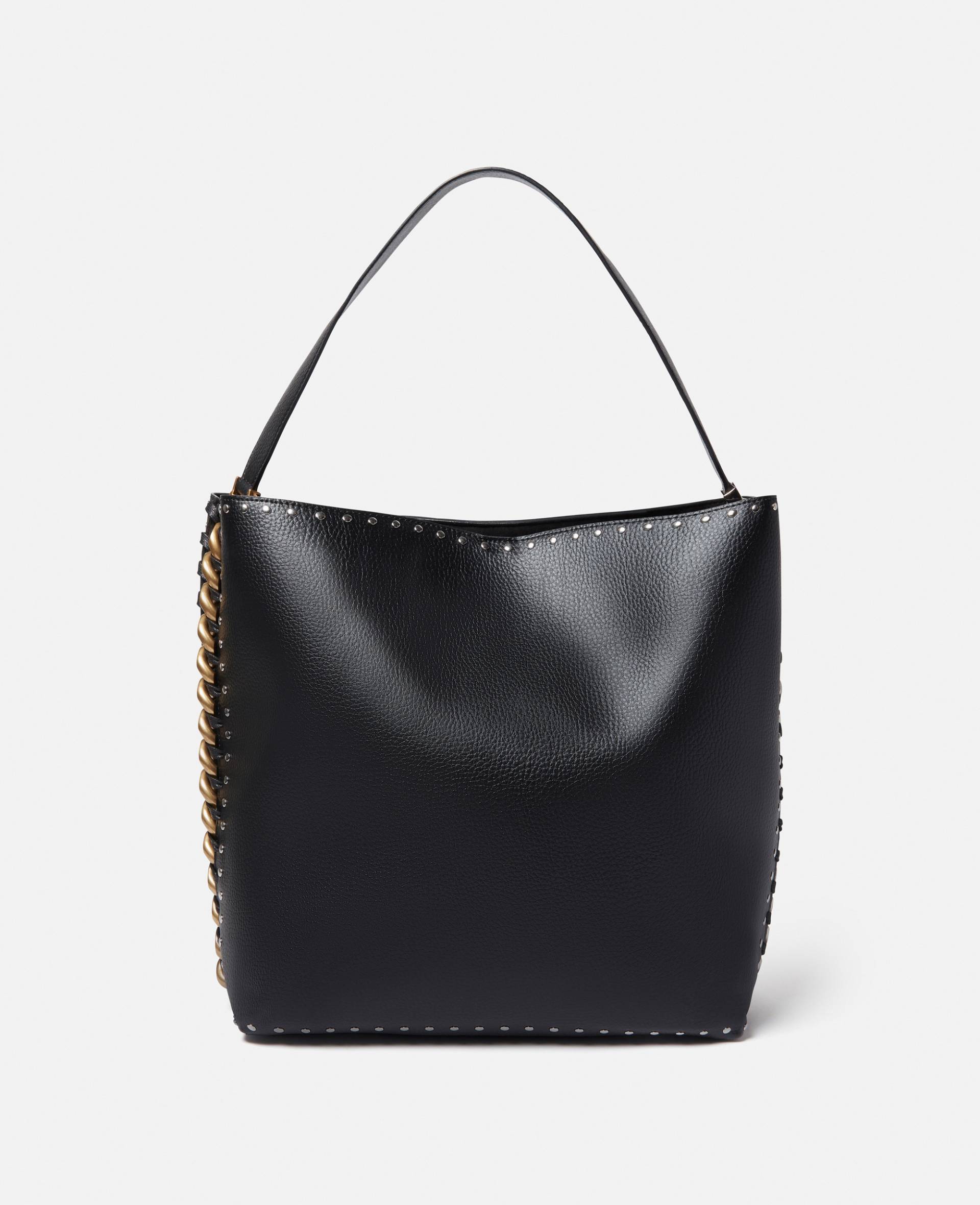 Stella McCartney - Frayme Tote Bag aus genarbtem Alter Mat mit Nietenbesatz, Frau, Schwarz von Stella McCartney