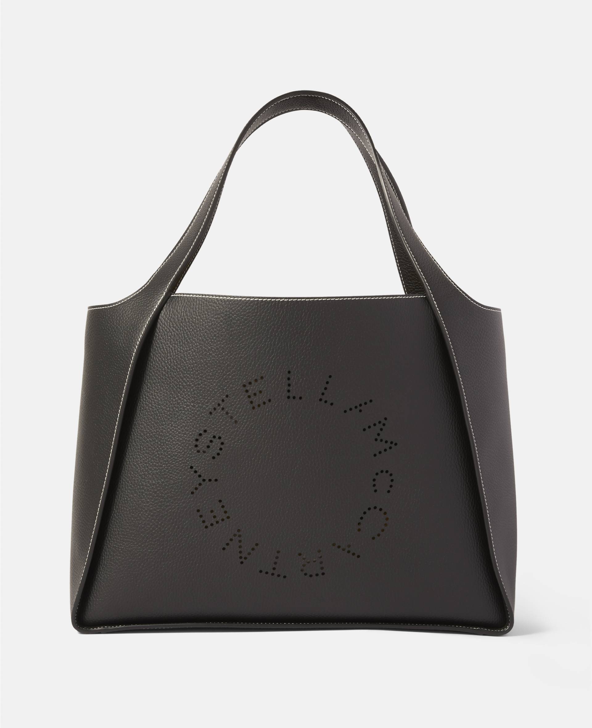 Stella McCartney - Logo Grainy Alter Mat Tote Bag, Frau, Schwarz von Stella McCartney